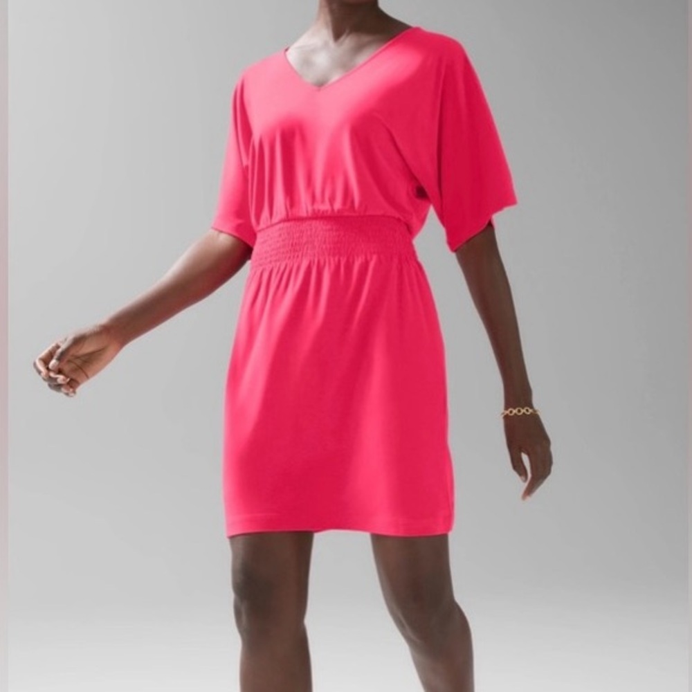 WHBM Azalea Kimono Sleeve Smocked Waist Dress